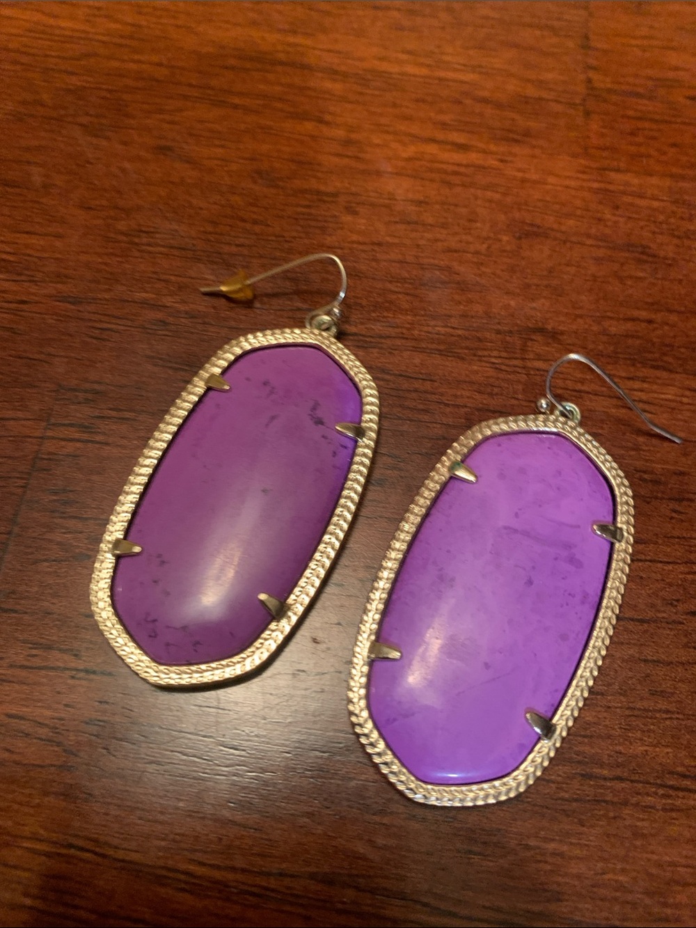 Authentic golden plated gorgeous bright purple rare earrings, must have!